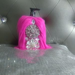 Hot Pink Fur Soap Dispenser